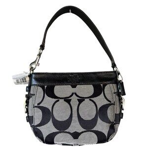 Authentic Coach Zoe Mini Baguette with Leather Trim, Silver Hardware 41856